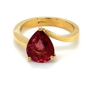 Rubellite 3.02ct Solid 18K Yellow Gold Ring
